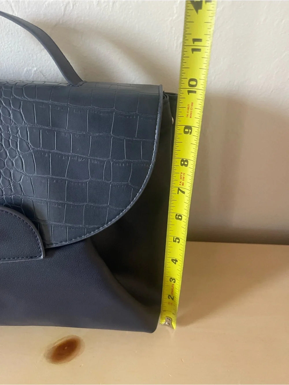 Classic Croc-Texture Flap Crossbody Bag in Navy